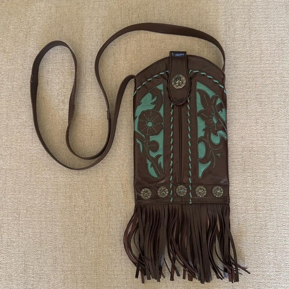 RARE FIND The Old Gringo Cowboy boot top leather, fringe, detailed brads/stich
